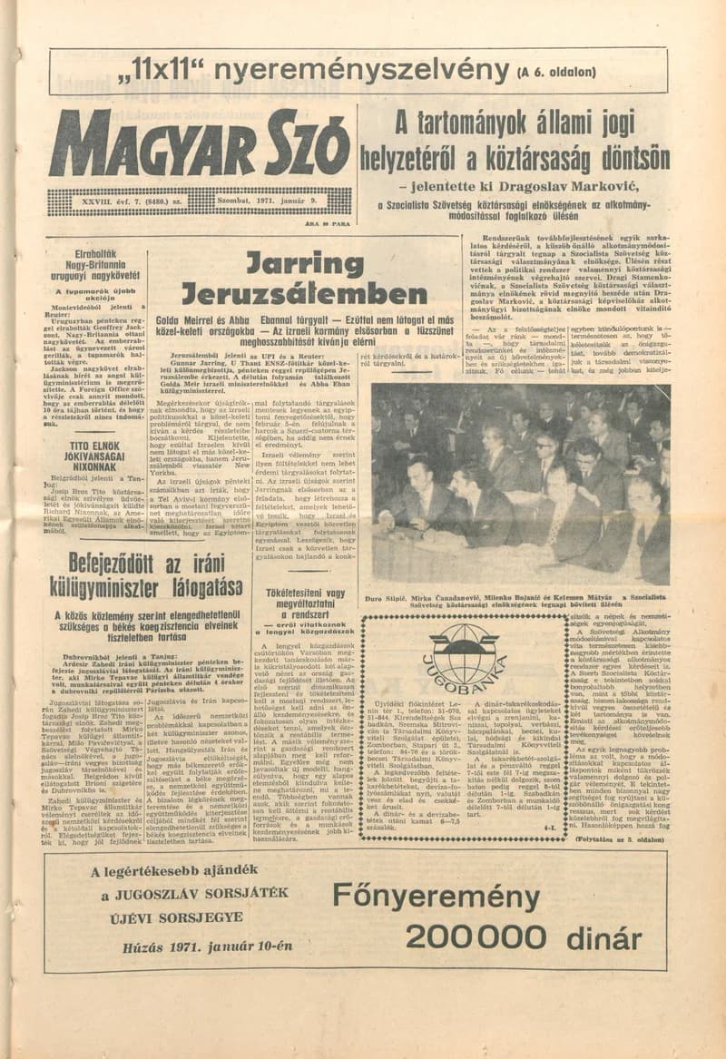 Magyar Szó, 28. évf. 1971. január 9. 7. sz. 1–20. oldal