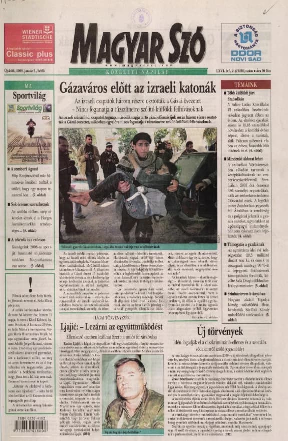 Magyar Szó, 66. évf. 2009. január 5. 2. sz. 1–16. oldal