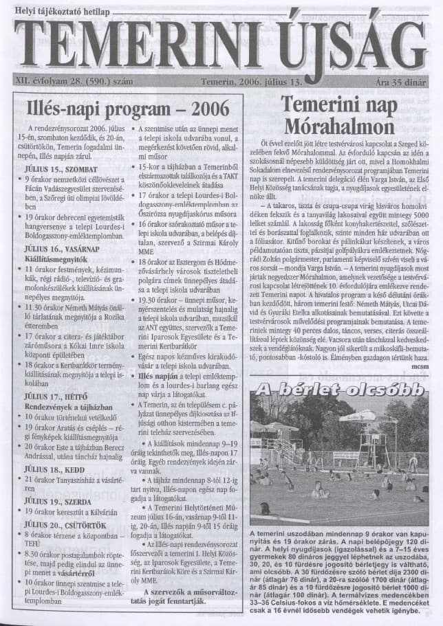 Temerini Újság, 12. évf. 2006. július 13. 28. sz.