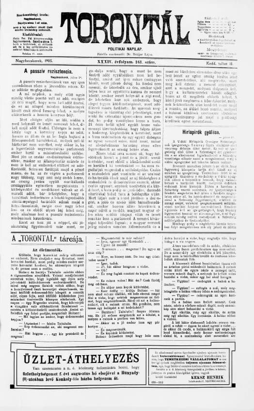 Torontál, 34. évf. 1905. július 18. 161. sz.