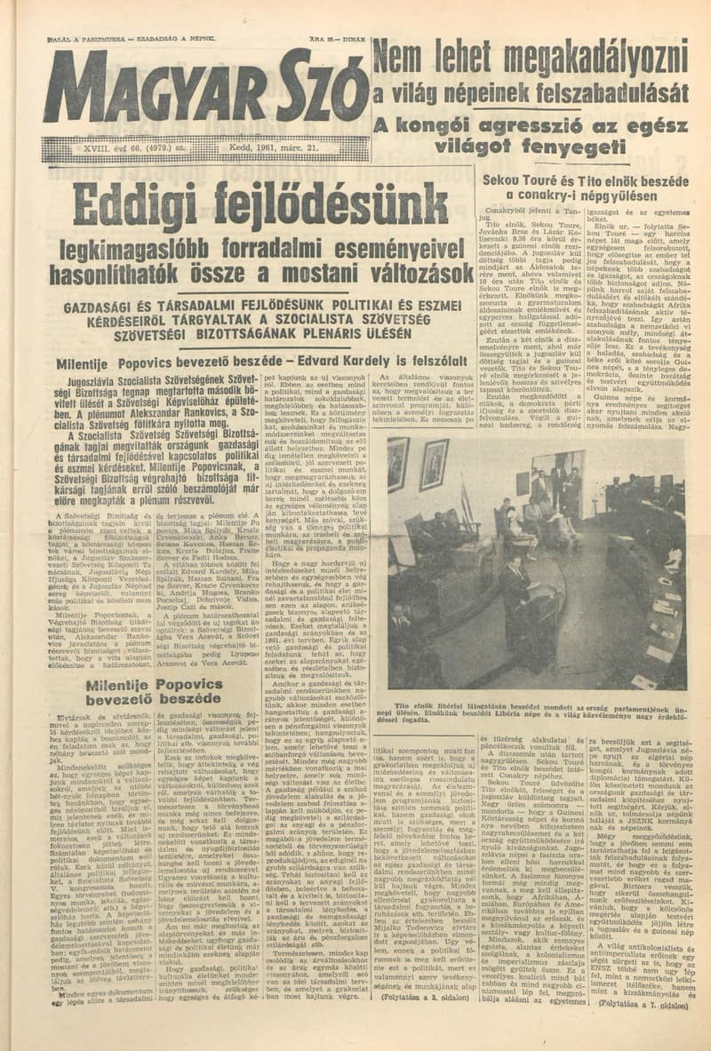 Magyar Szó, 18. évf. 1961. március 21. 66. sz. 1–16. oldal