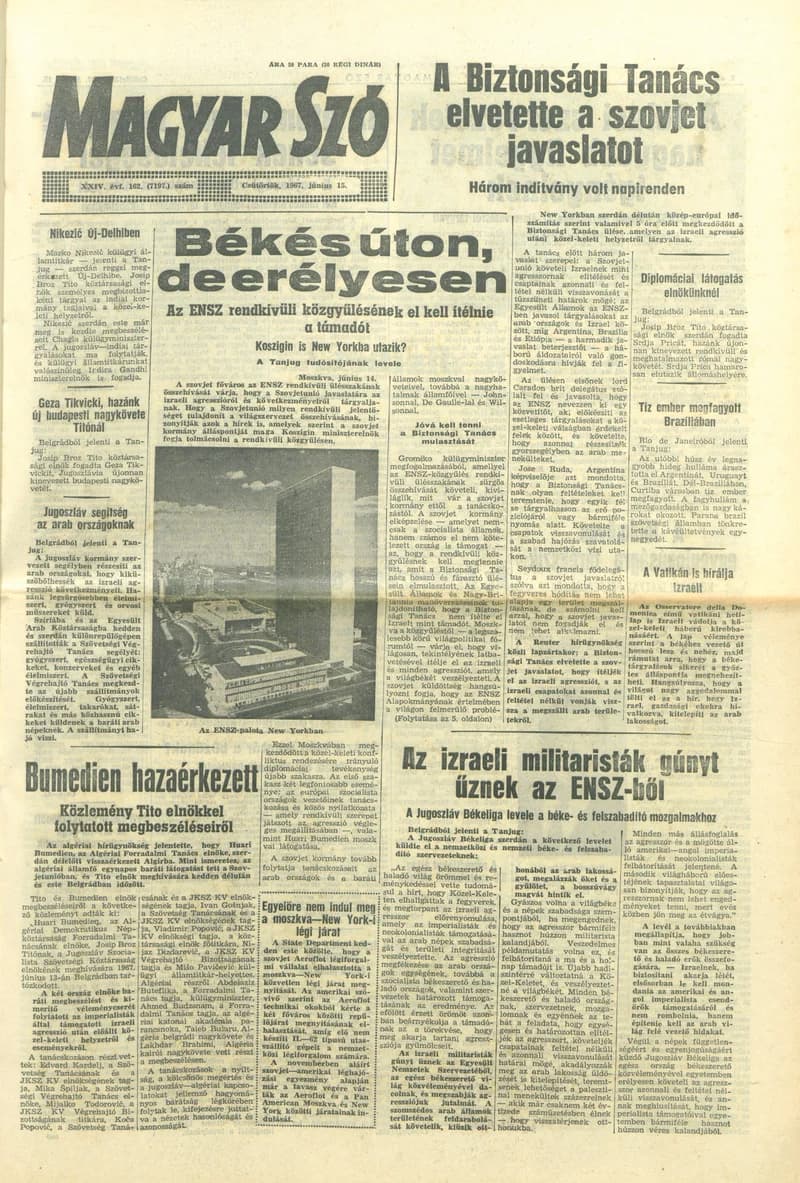 Magyar Szó, 24. évf. 1967. június 15. 162. sz. 1–12. oldal