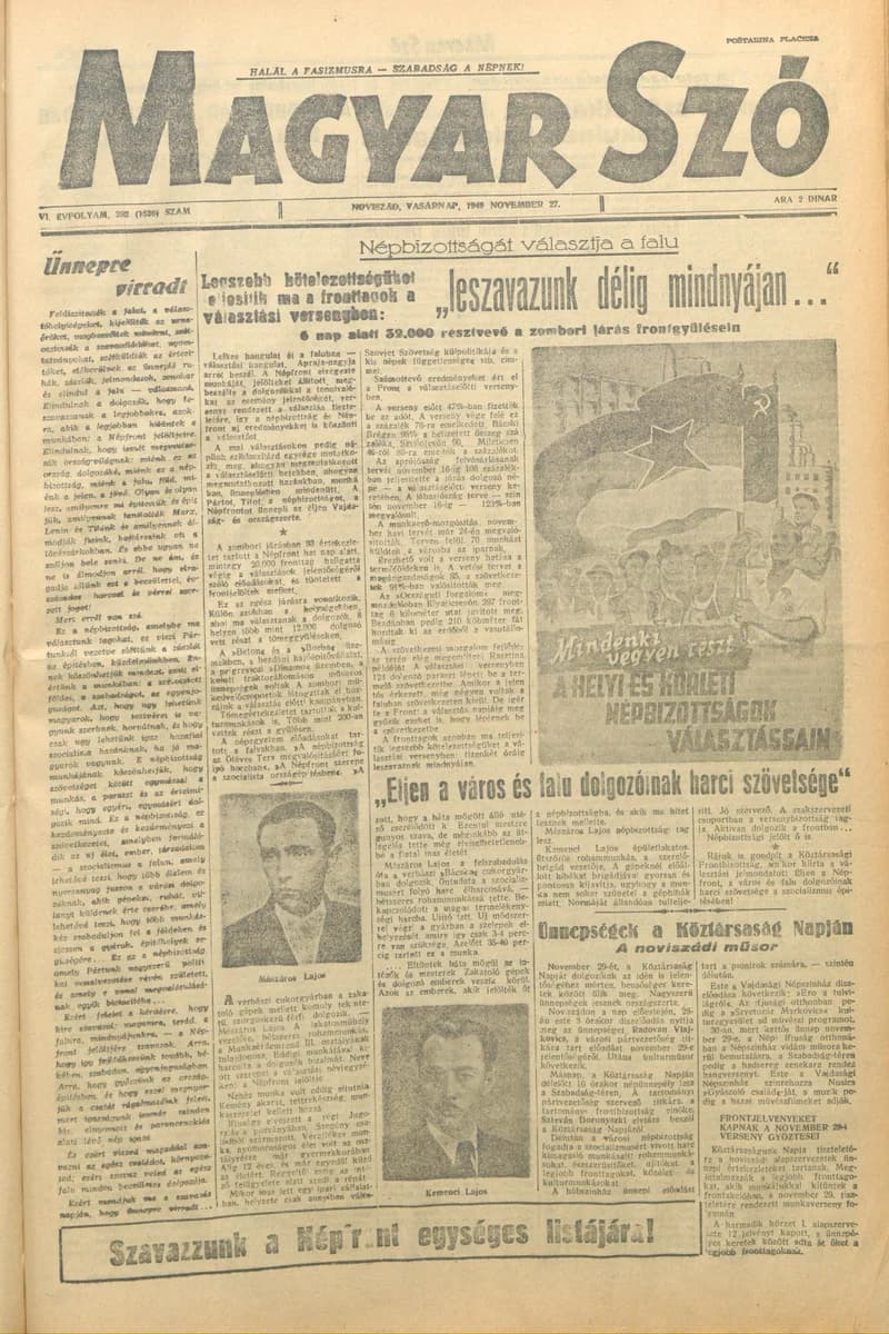 Magyar Szó, 6. évf. 1949. november 27. 282. sz. 1–4. oldal
