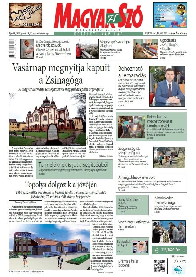 Magyar Szó, 76. évf. 2019. január 19. – 20. 14. sz. 1–42. oldal