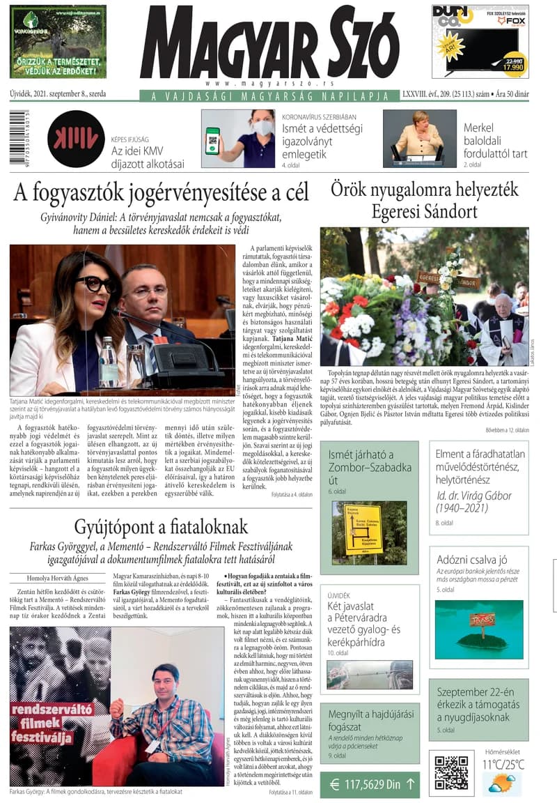 Magyar Szó, 78. évf. 2021. szeptember 8. 209. sz. 1–16. oldal