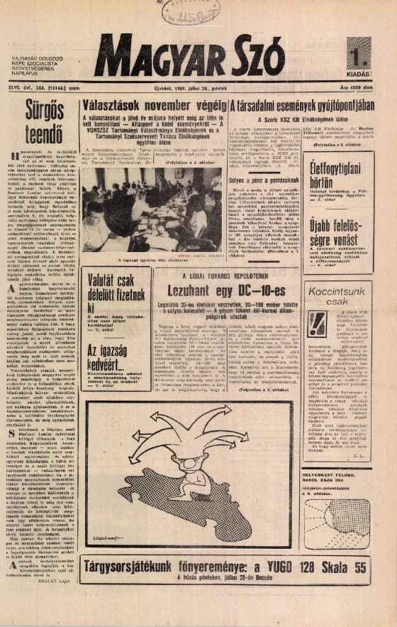 Magyar Szó, 46. évf. 1989. július 28. 204. sz. 1–20. oldal