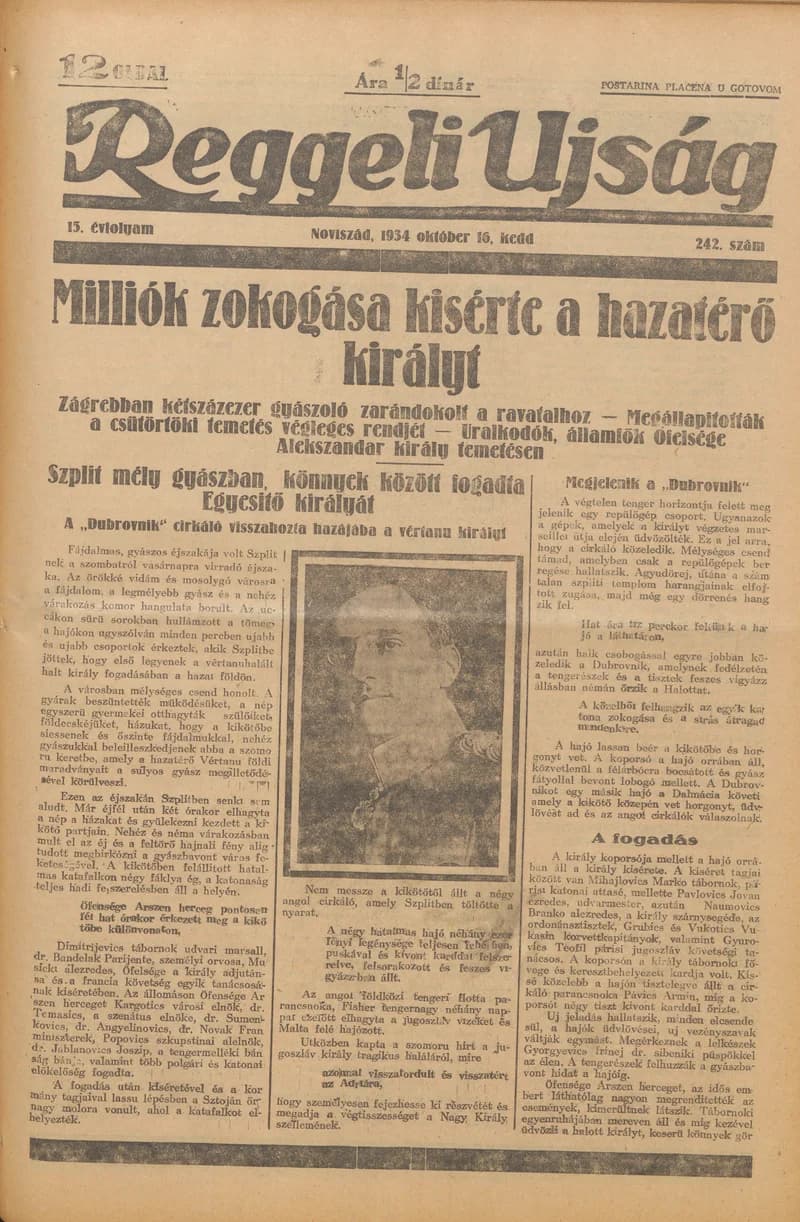 Reggeli Újság, 15. évf. 1934. október 16. 242. sz.