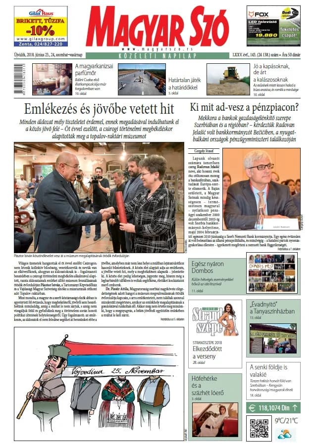 Magyar Szó, 75. évf. 2018. június 23. – 24. 143. sz. 1–48. oldal
