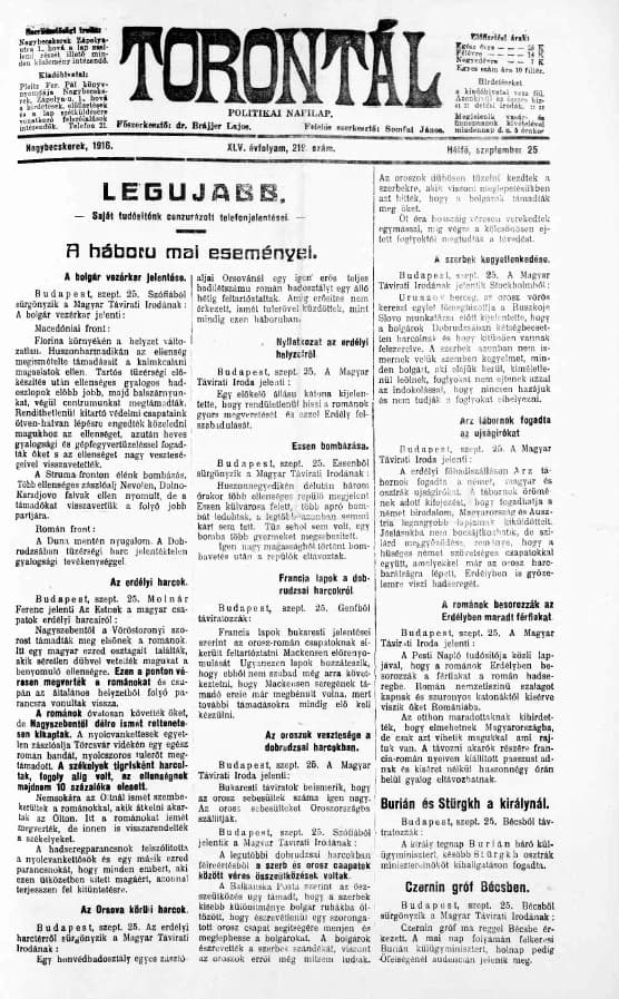 Torontál, 45. évf. 1916. szeptember 25. 219. sz.