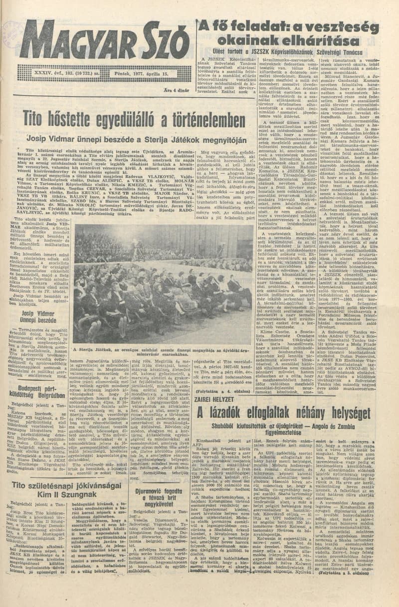 Magyar Szó, 34. évf. 1977. április 15. 103. sz.