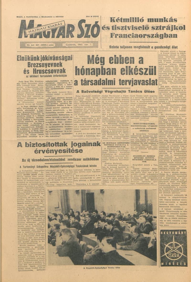 Magyar Szó, 20. évf. 1963. november 7. 307. sz. 1–16. oldal