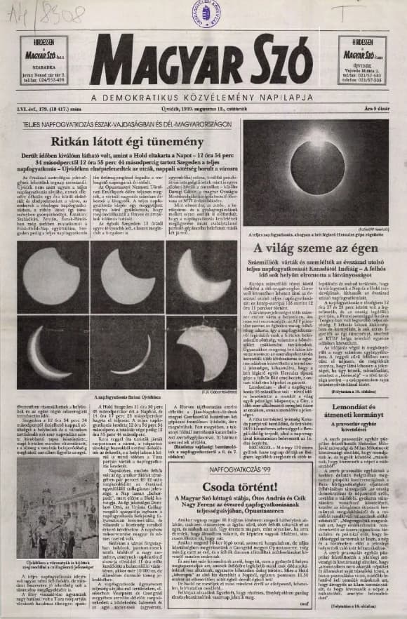 Magyar Szó, 56. évf. 1999. augusztus 12. 179. sz. 1–16. oldal
