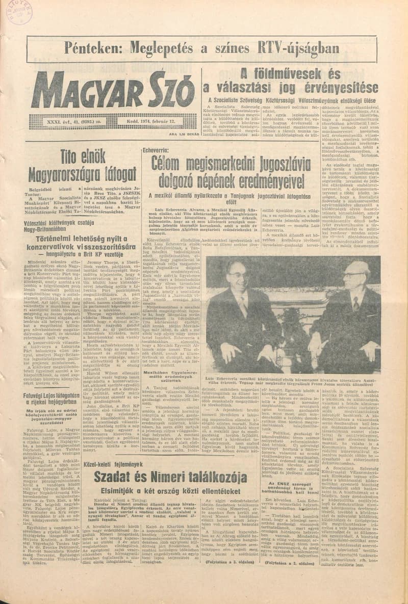Magyar Szó, 31. évf. 1974. február 12. 41. sz. 1–20. oldal