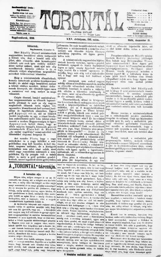 Torontál, 25. évf. 1896. december 21. 293. sz.
