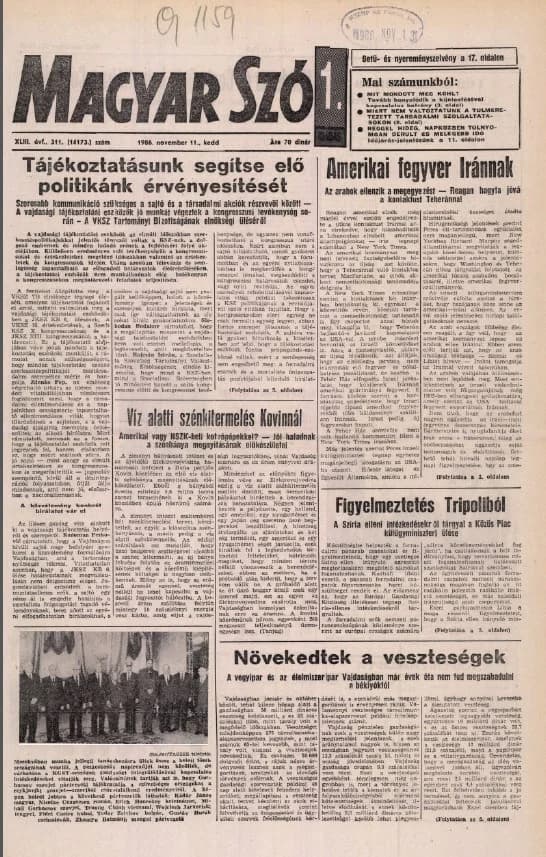 Magyar Szó, 43. évf. 1986. november 11. 311. sz. 1–20. oldal