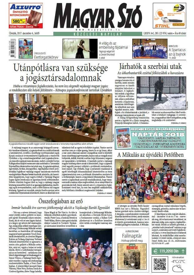 Magyar Szó, 74. évf. 2017. december 4. 283. sz. 1–20. oldal