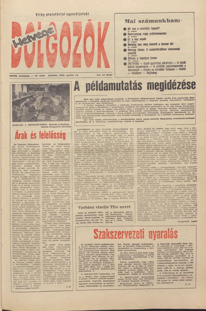 Dolgozók, 37. évf. 1983. április 14. 15. sz.