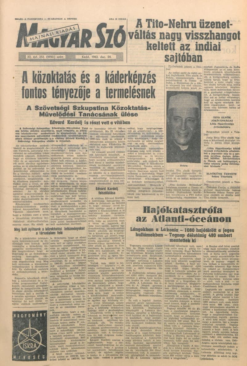 Magyar Szó, 20. évf. 1963. december 24. 353. sz. 1–16. oldal