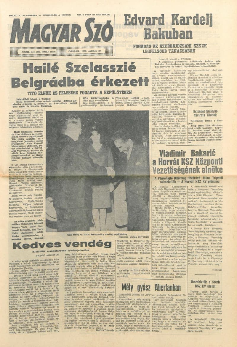 Magyar Szó, 23. évf. 1966. október 27. 295. sz.