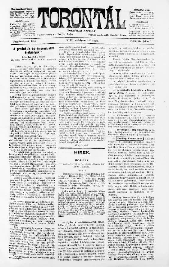 Torontál, 43. évf. 1914. július 2. 147. sz.