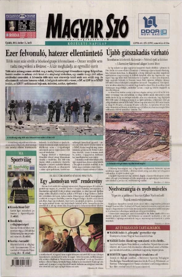 Magyar Szó, 67. évf. 2010. október 11. 237. sz. 1–16. oldal
