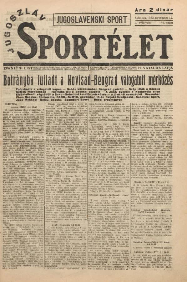 Jugoszláv sportélet, 2. évf. 1923. november 12. 46. sz.