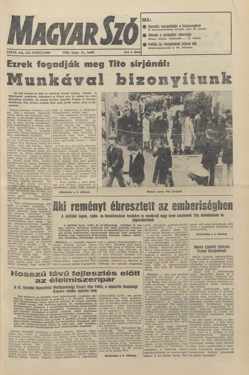 Magyar Szó, 37. évf. 1980. május 12. 129. sz. 1–24. oldal