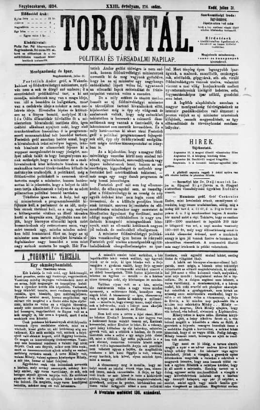 Torontál, 23. évf. 1894. július 31. 174. sz.