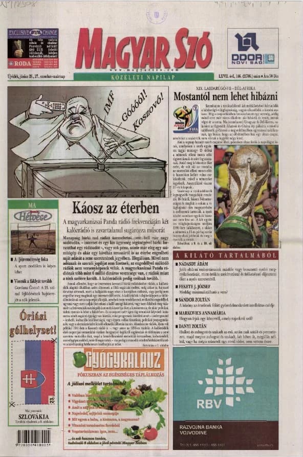 Magyar Szó, 67. évf. 2010. június 26. – 27. 146. sz. 1–44. oldal