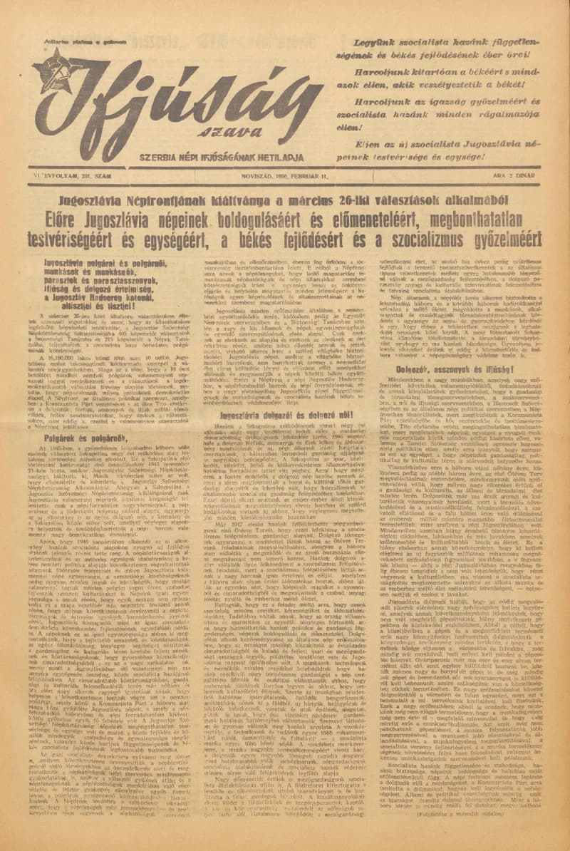 Ifjúság Szava, 6. évf. 1950. február 11. 231. sz.