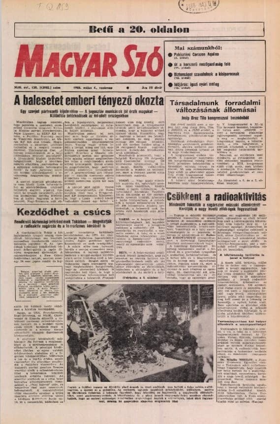 Magyar Szó, 43. évf. 1986. május 4. 120. sz. 1–28. oldal