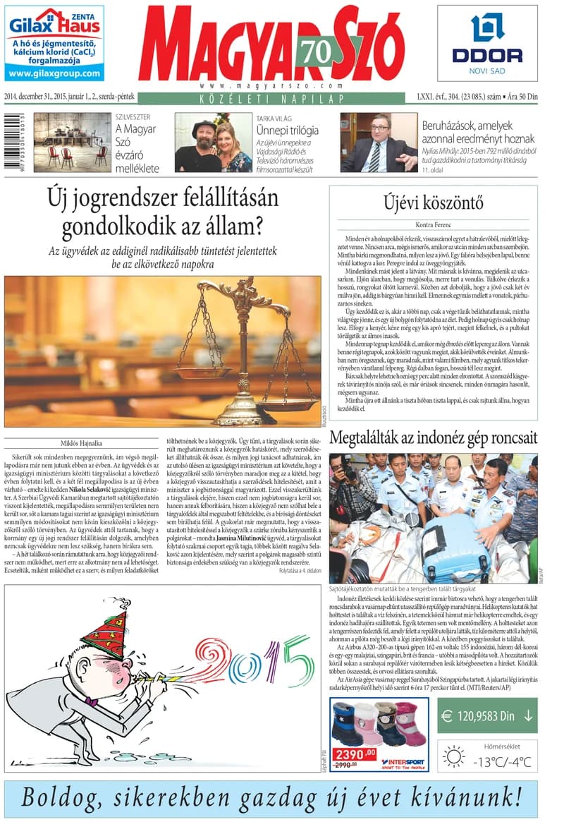 Magyar Szó, 71. évf. 2014. december 31. – 2015. január 2. 304. sz. 1–28. oldal