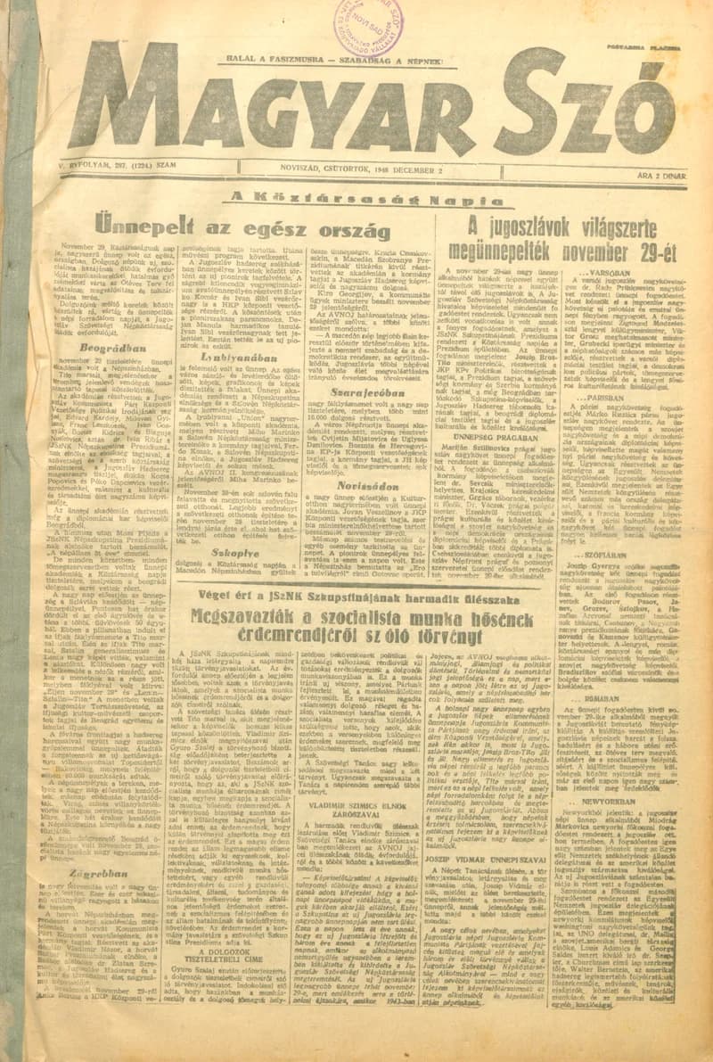 Magyar Szó, 5. évf. 1948. december 2. 287. sz. 1–6. oldal