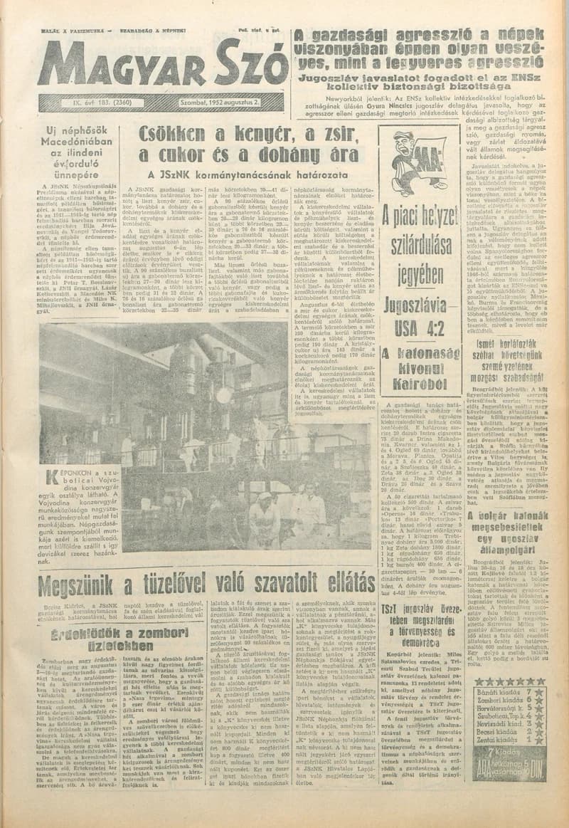 Magyar Szó, 9. évf. 1952. augusztus 2. 183. sz. 1–8. oldal
