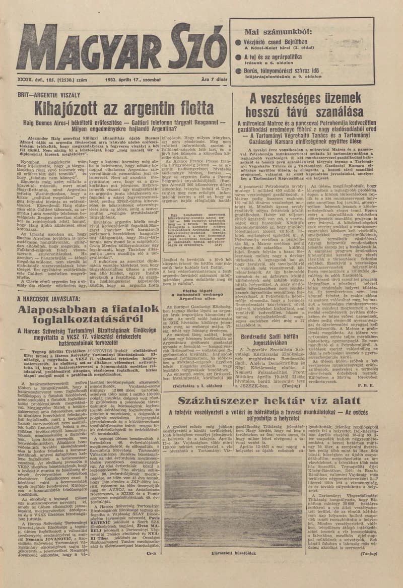 Magyar Szó, 39. évf. 1982. április 17. 105. sz. 1–20. oldal