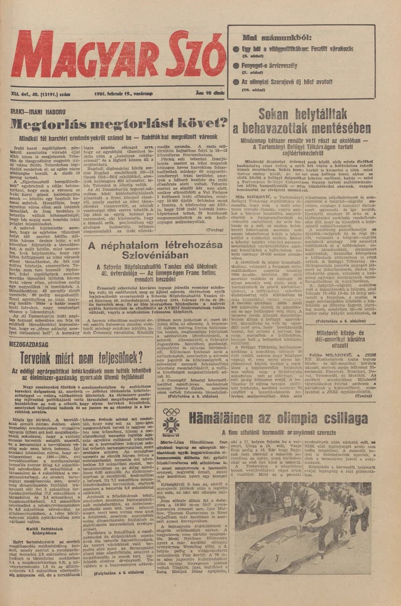 Magyar Szó, 41. évf. 1984. február 19. 48. sz. 1–28. oldal