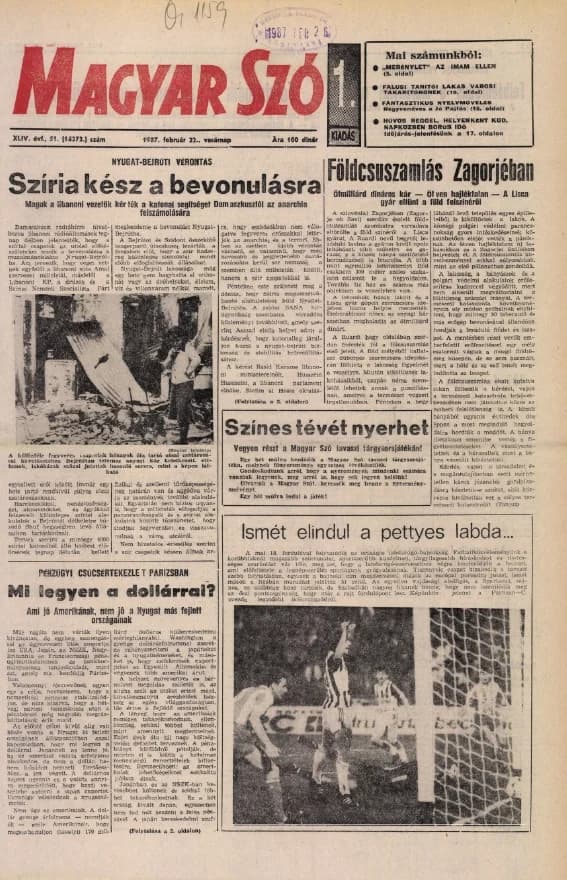 Magyar Szó, 44. évf. 1987. február 22. 51. sz. 1–32. oldal