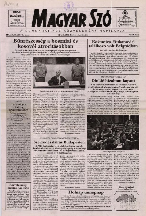 Magyar Szó, 59. évf. 2002. február 14. 37. sz. 1–16. oldal