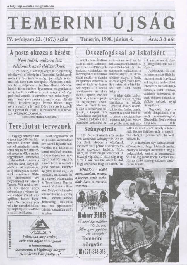 Temerini Újság, 4. évf. 1998. június 4. 22. sz.