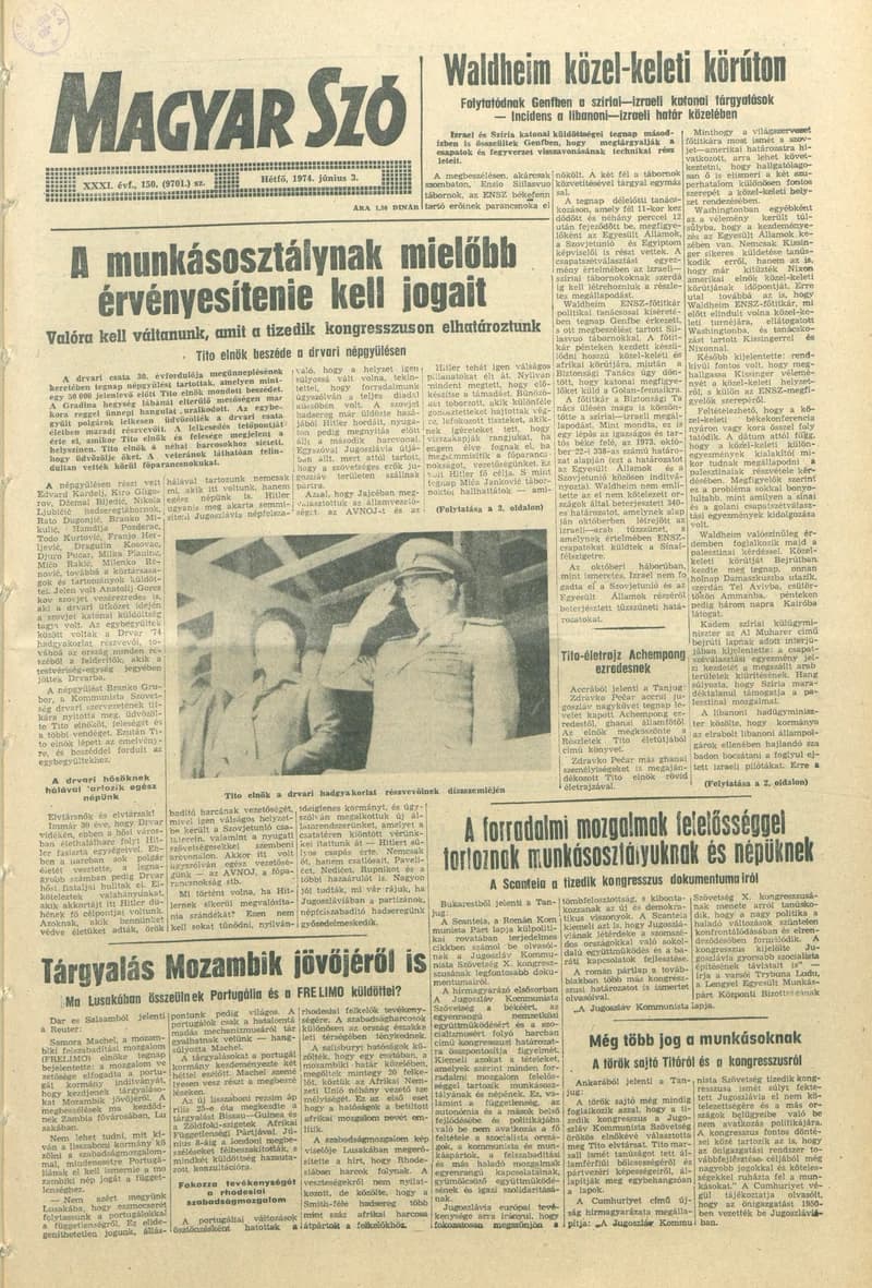 Magyar Szó, 31. évf. 1974. június 3. 150. sz. 1–8. oldal