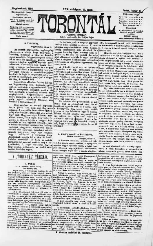 Torontál, 25. évf. 1896. február 21. 43. sz.