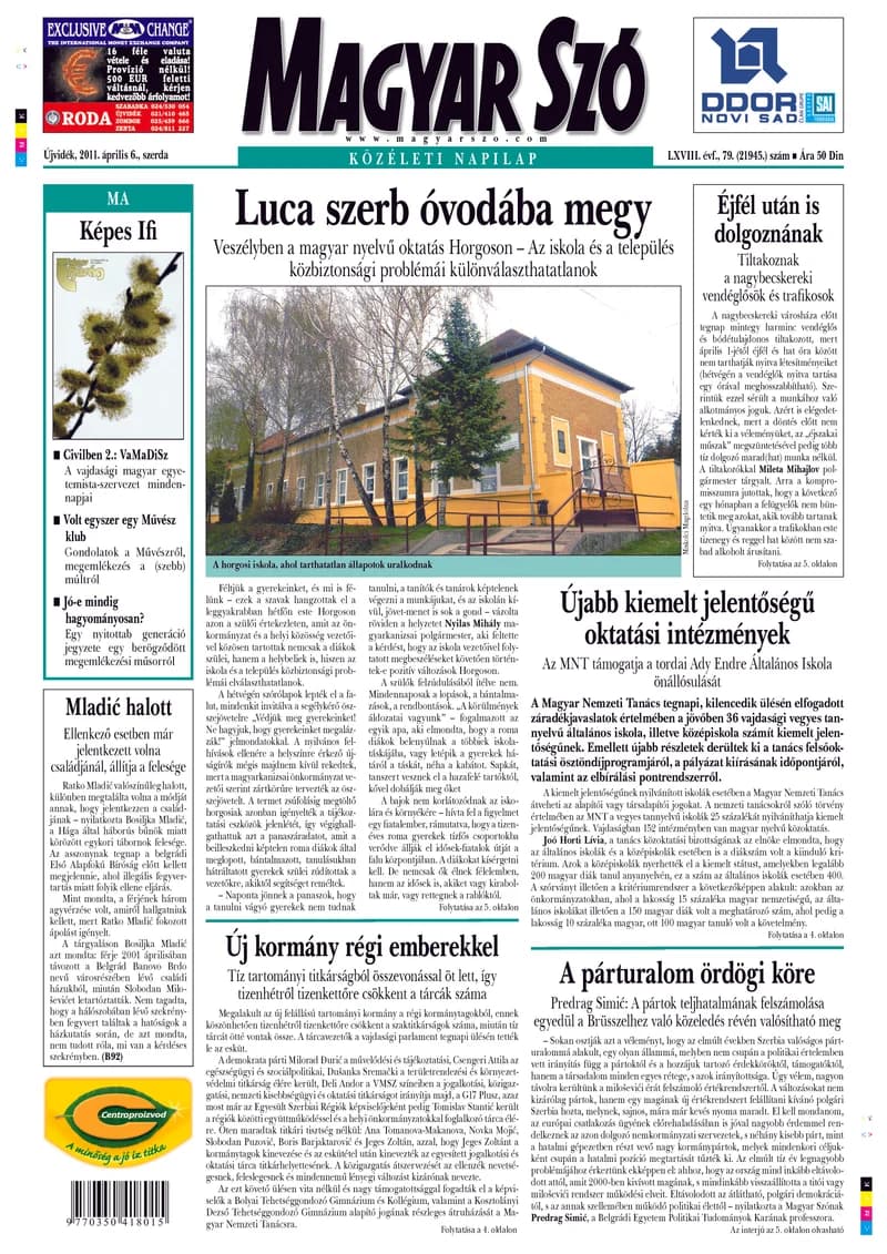 Magyar Szó, 68. évf. 2011. április 6. 79. sz.
