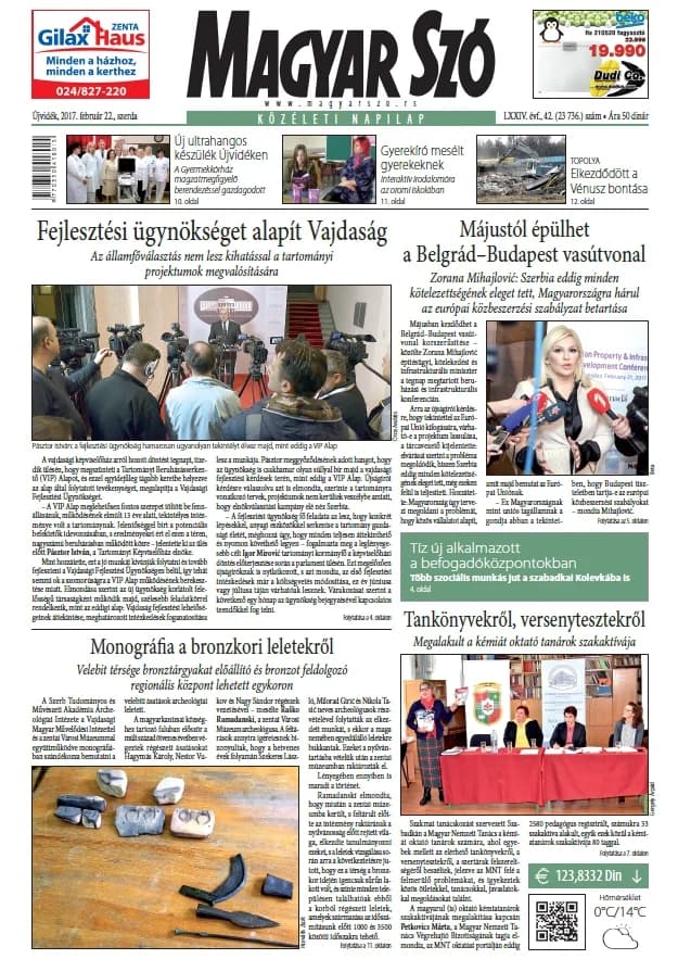 Magyar Szó, 74. évf. 2017. február 22. 42. sz. 1–16. oldal