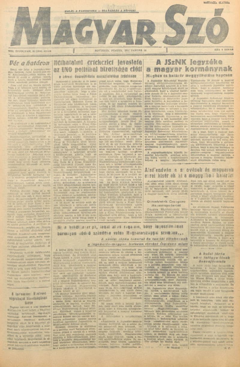 Magyar Szó, 8. évf. 1951. január 26. 21. sz. 1–4. oldal