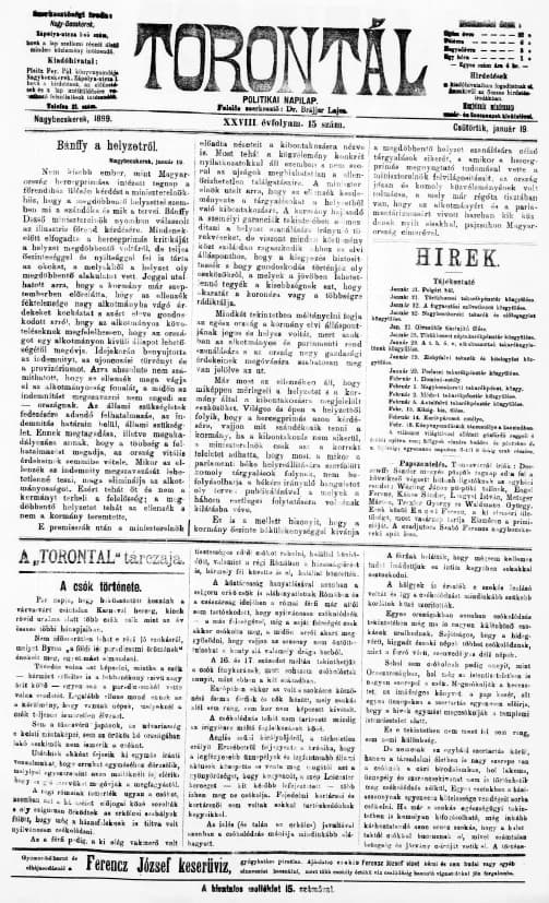 Torontál, 28. évf. 1899. január 19. 15. sz.