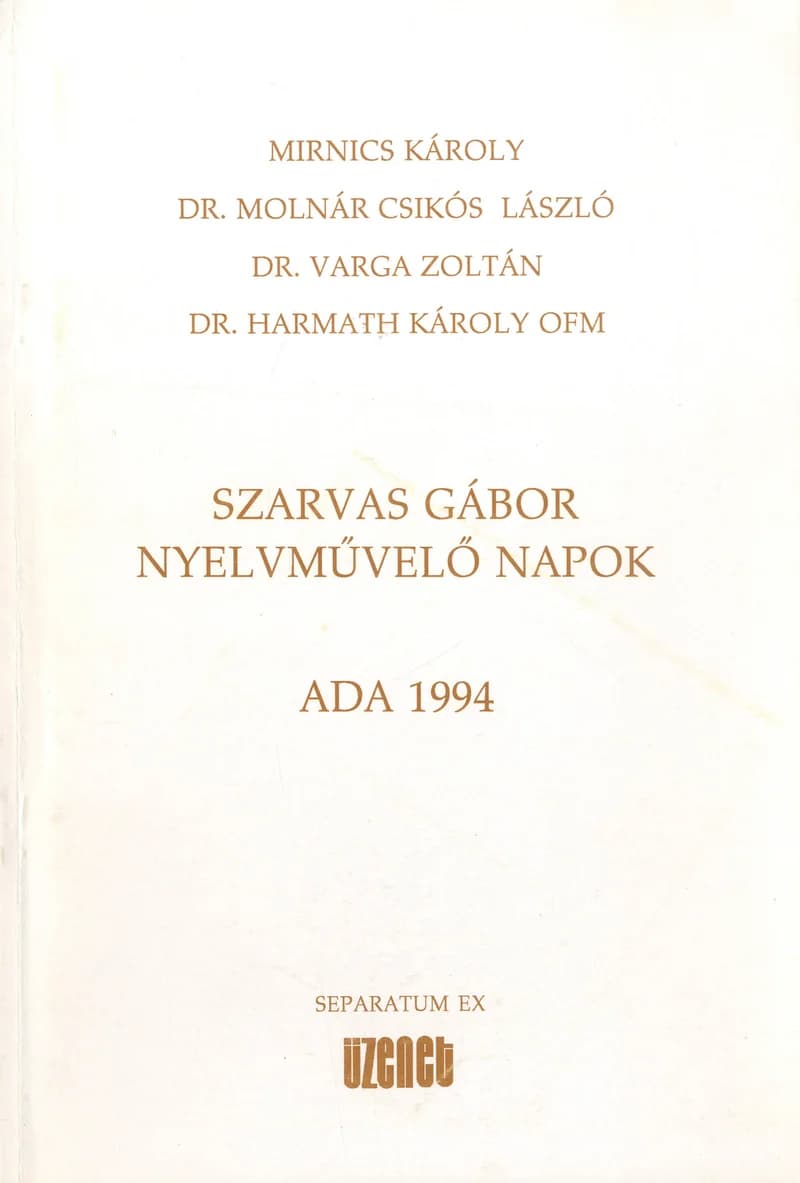 Üzenet, 24. évf. 1994. 1–27. oldal