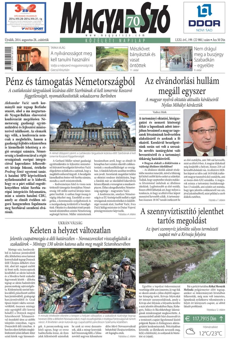 Magyar Szó, 71. évf. 2014. augusztus 28. 199. sz. 1–16. oldal