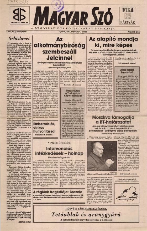 Magyar Szó, 50. évf. 1993. március 24. 80. sz. 1–12. oldal