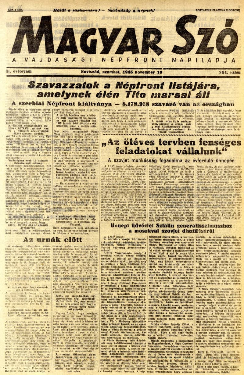 Magyar Szó, 2. évf. 1945. november 10. 261. sz. 1–6. oldal