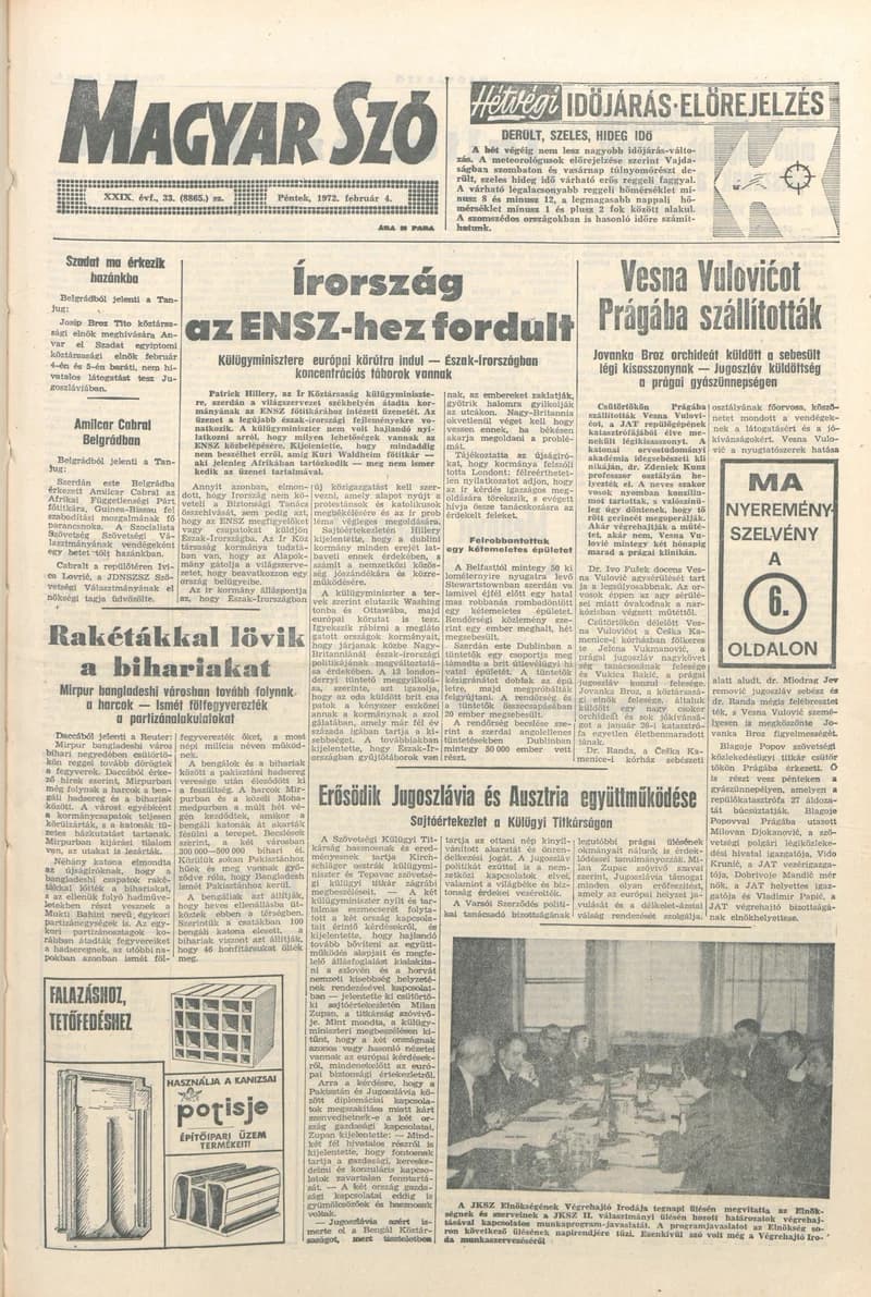 Magyar Szó, 29. évf. 1972. február 4. 33. sz. 1–12. oldal